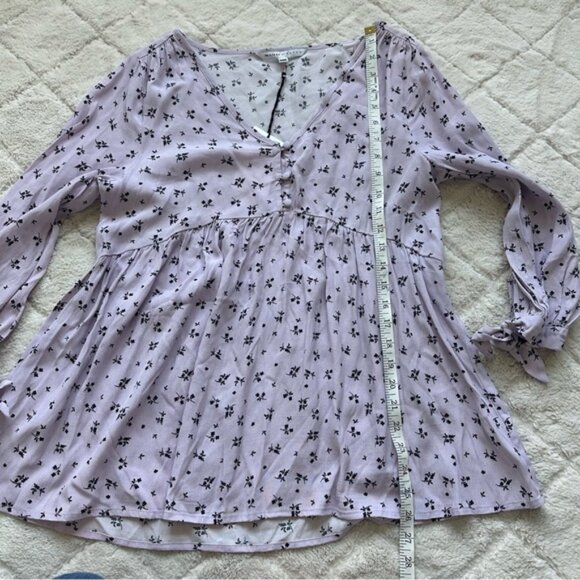 The Nines By Hatch | Lilac Purple Floral Crepe Maternity Blouse | Size Small - Picture 9 of 9